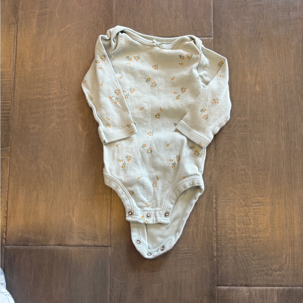 10 for $10 Carter's Sage Floral Long-Sleeve Baby Bodysuit